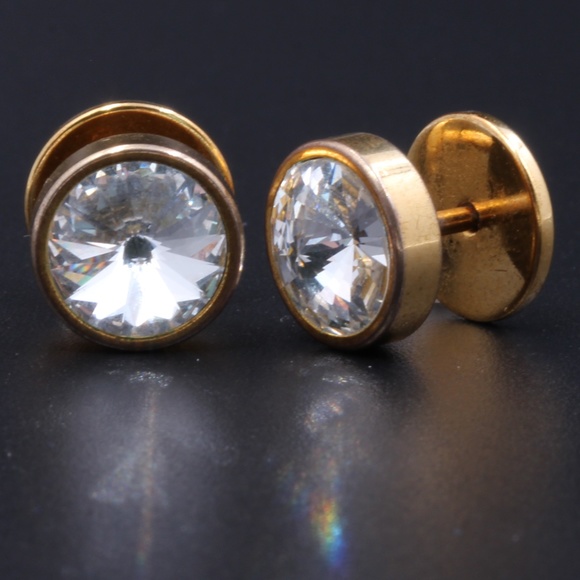 Jewelry - 10mm Round CZ Diamond Stud Screw Back Earrings